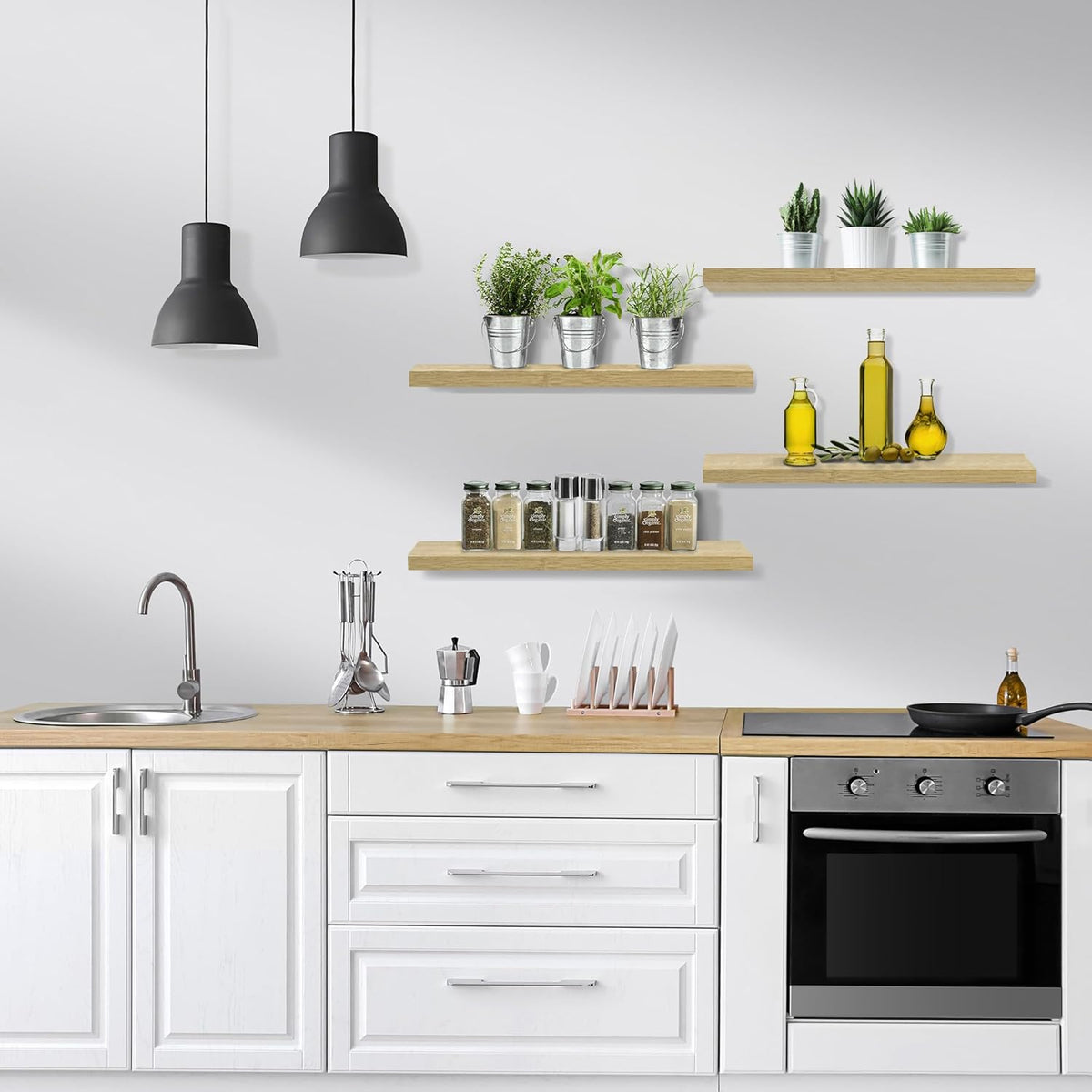 Sorbus Floating Shelves for Wall - 24" Bathroom Shelves, Wall Decor for Bedroom, Kitchen, Living