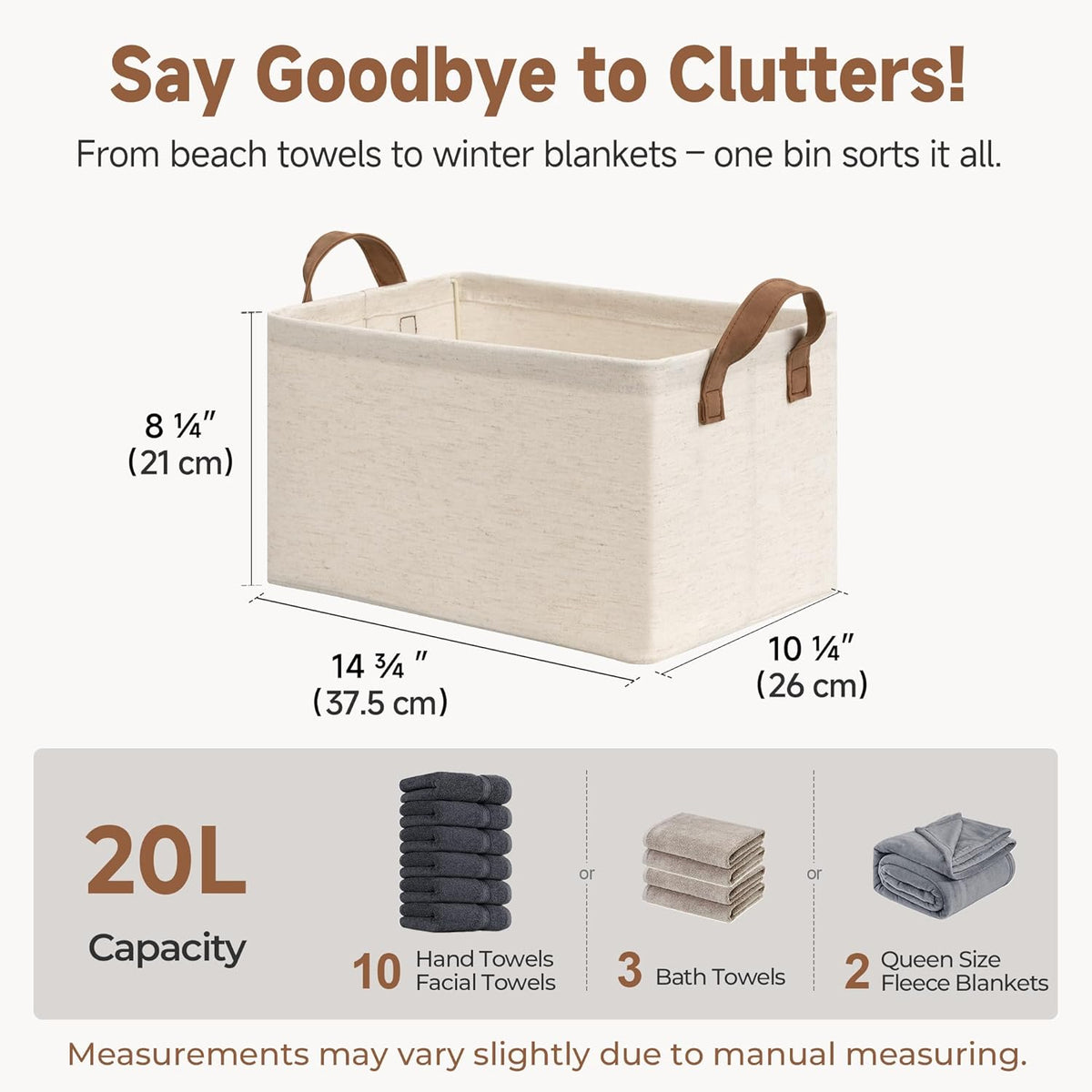 StorageWorks Storage Bins, Shelves Baskets for Organizing, Fabric Closet Organizers with Handles