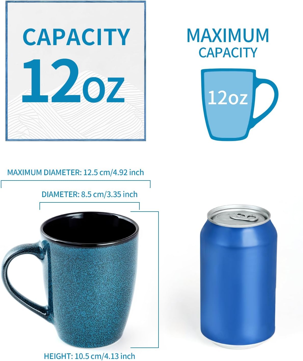 Ceramic Mugs 12oz,Large Ceramic Coffee Cups for Men, Women, Dad, Mom, Modern Coffee Mugs With
