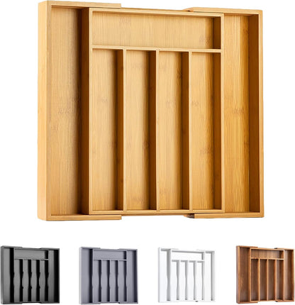 Bellsal Silverware Organizer Kitchen Drawer Organizer Expandable Bamboo Utensil Holder Cutlery Tray