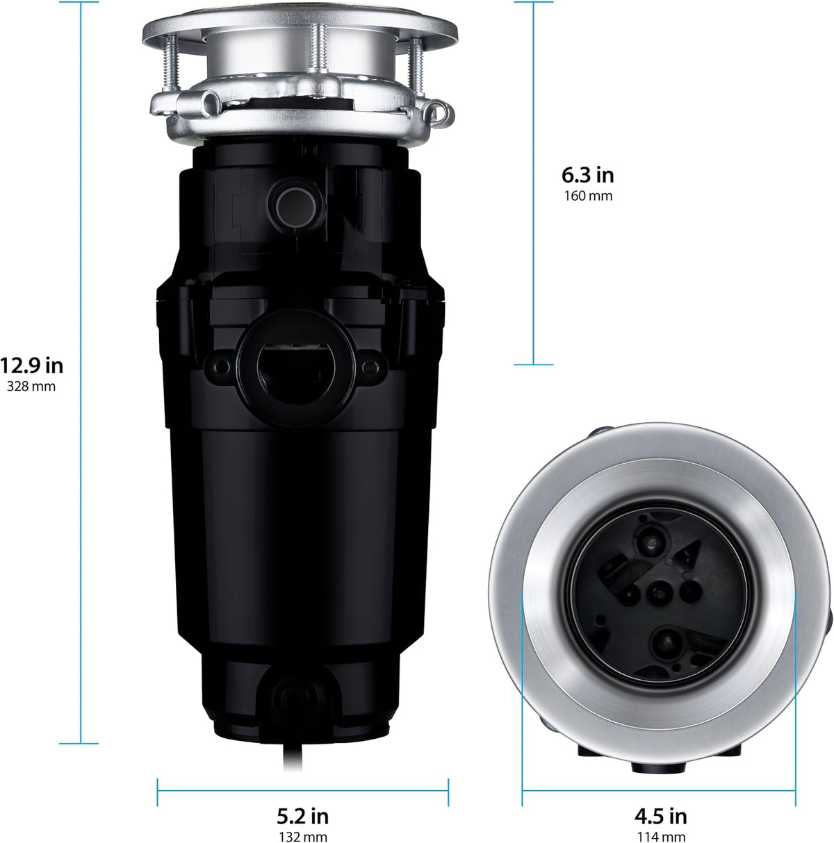 Waste Maid 10-US-WM-158-3B Garbage Disposal Anti-Jam Stainless Steel Food Waste Grinding System