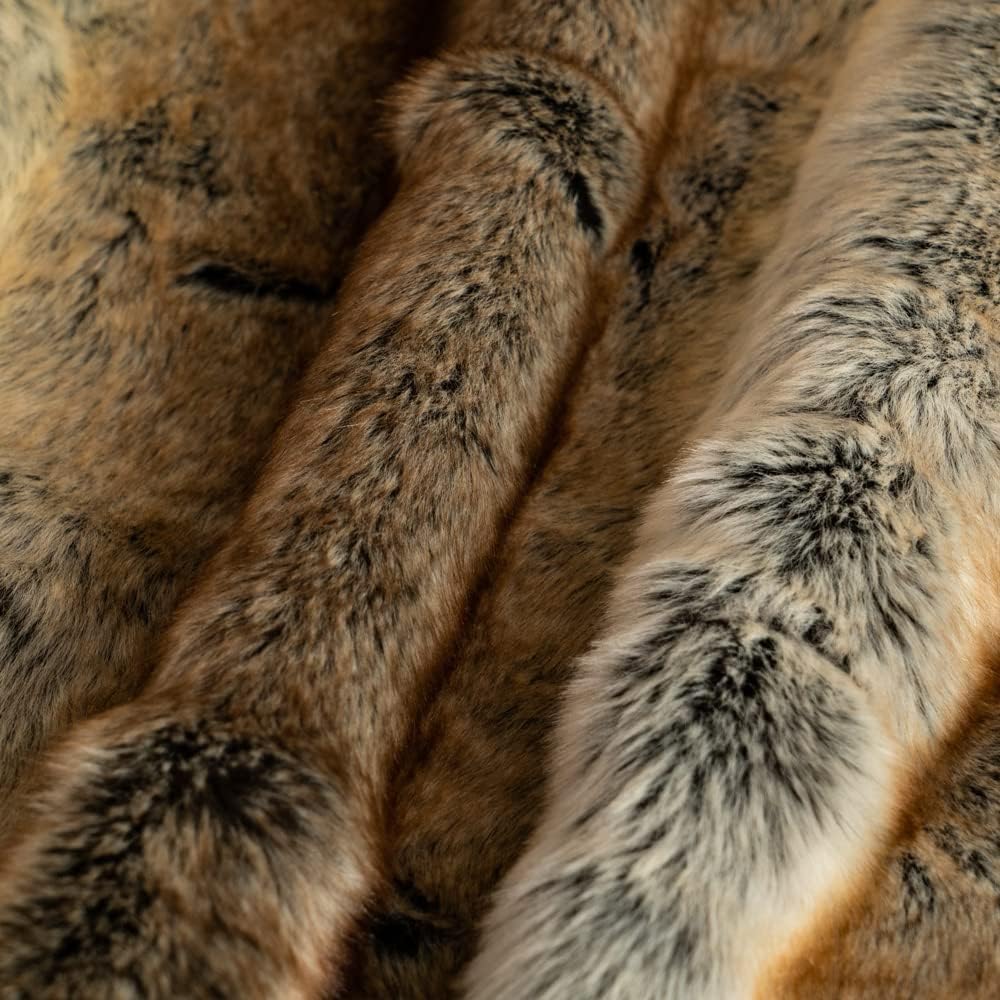 BATTILO HOME Luxury Brown Faux Fur Blanket Thick Warm Elegant Cozy Fuzzy Throw for Couch, Bed, Sofa
