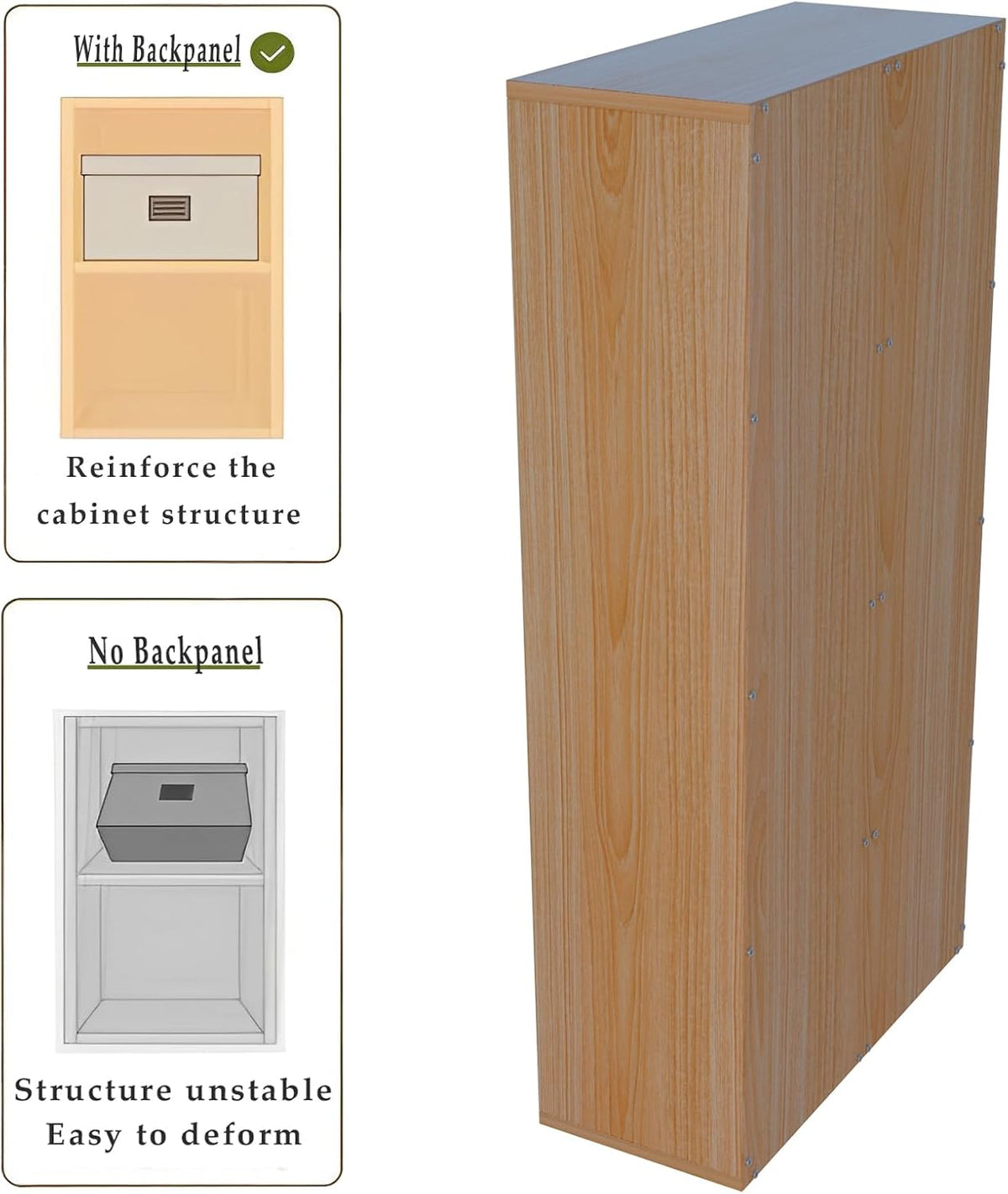 8-Cube Storage Shelf Bookcase - Wooden 4-Tier Floor Standing Open Bookshelf for Home and Office
