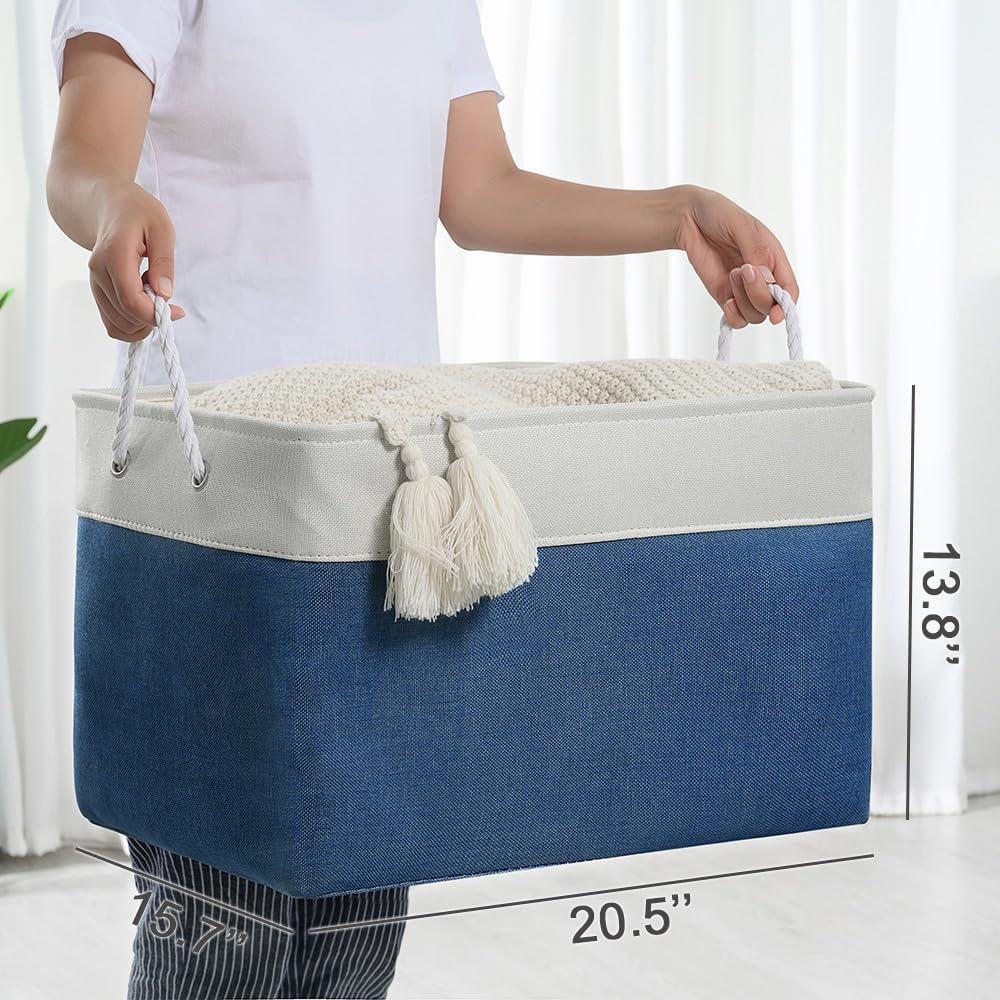 TheWarmHome Organization and Storage Basket for Shelves - Jumbo 3 Pack 20x16x14 inch Collapsible