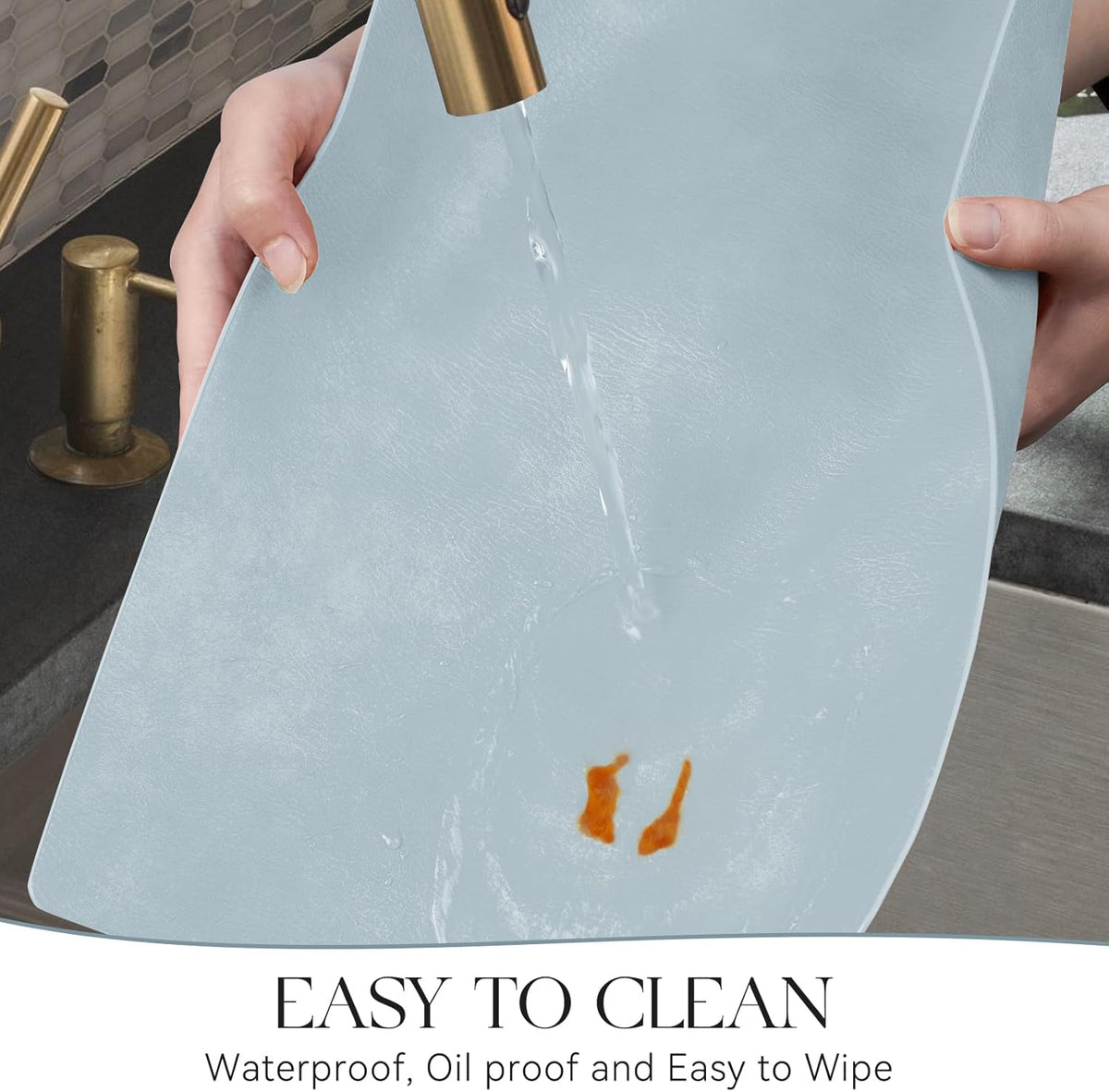 MOSAYT Vinyl Placemats Set of 8-12 X 17 Inch - Faux Leather 100% Waterproof Oil-Proof Wipeable PU