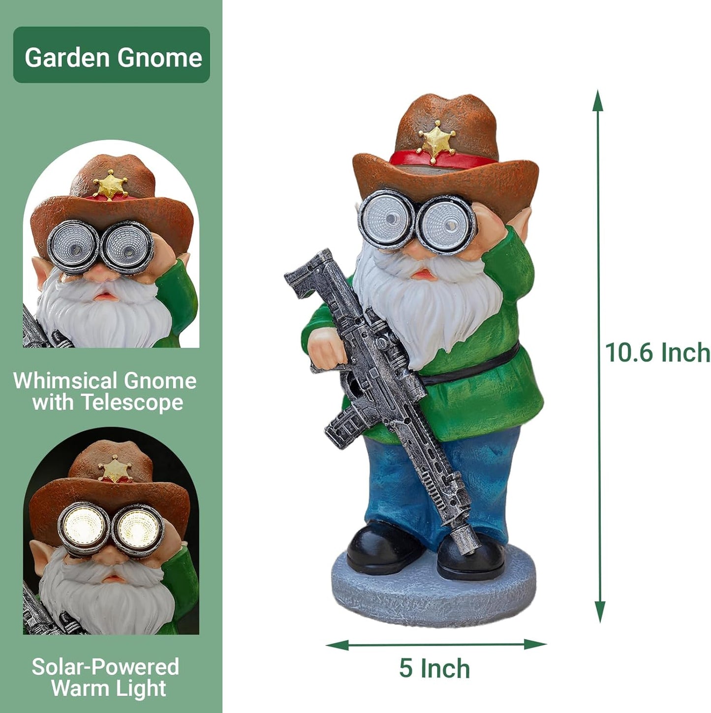 Funny Garden Gnomes Statue Outdoor Decor, Solar Telescope Gnome Decorations for Yard, Lawn, Patio