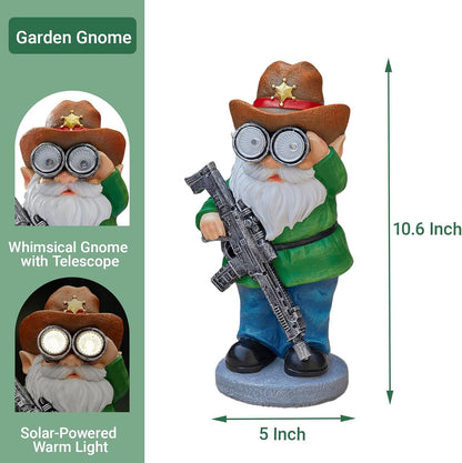 Funny Garden Gnomes Statue Outdoor Decor, Solar Telescope Gnome Decorations for Yard, Lawn, Patio