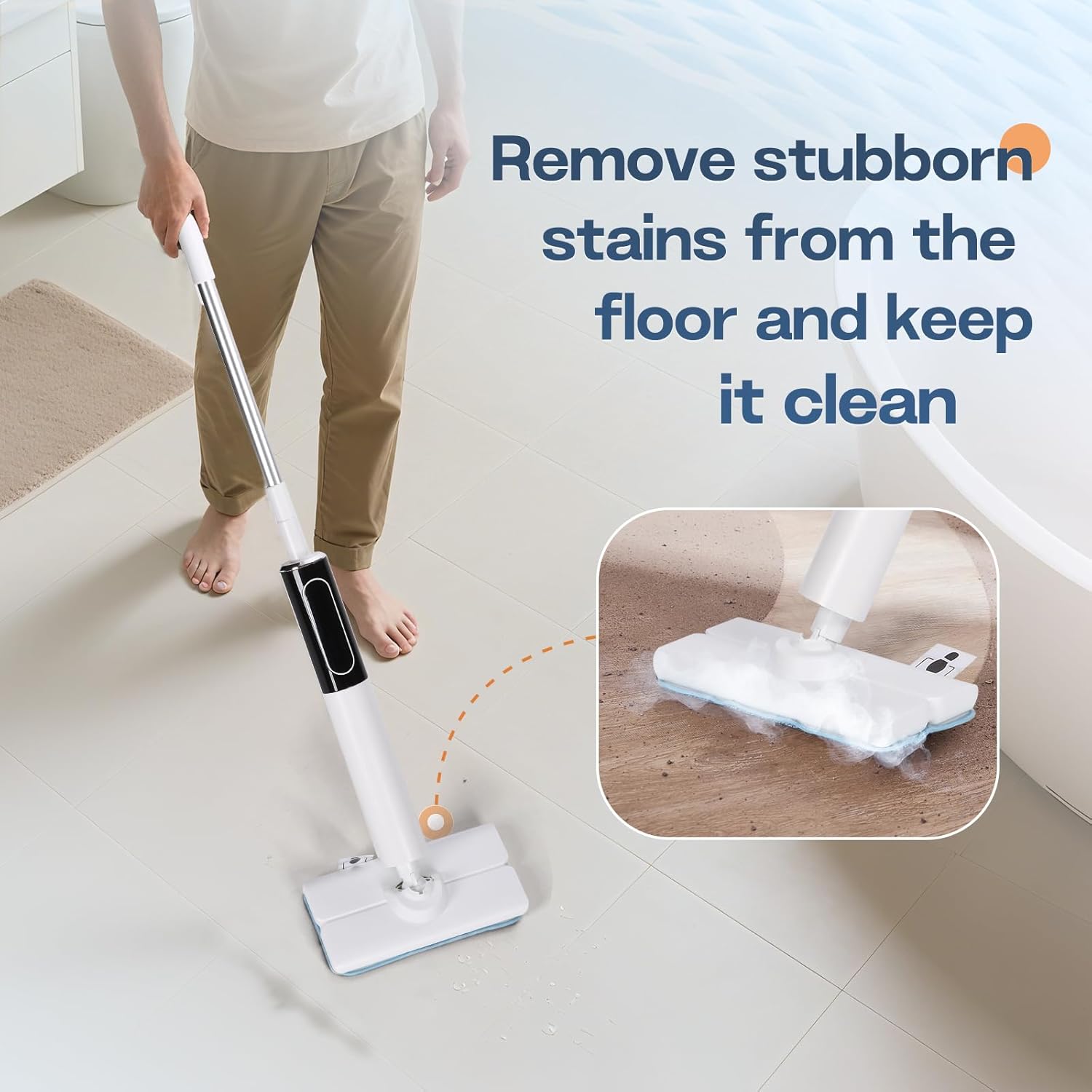 Steam Mop, Detachable Handheld Steam Cleaner for Home,1200W Heat to 260 °F in 20S, 2 Steam Modes &