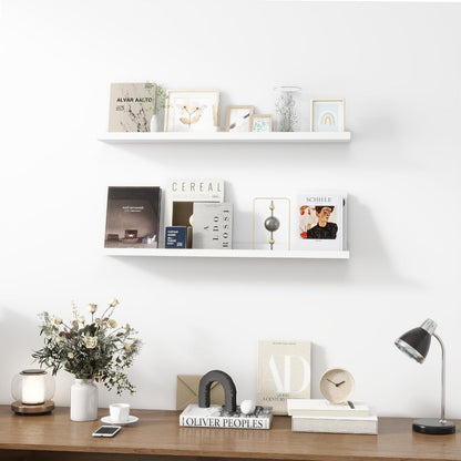 Picture Ledge Shelf, Wood Floating Shelves Set of 2, 36 inch Picture Ledge Shelves, Photo Ledge