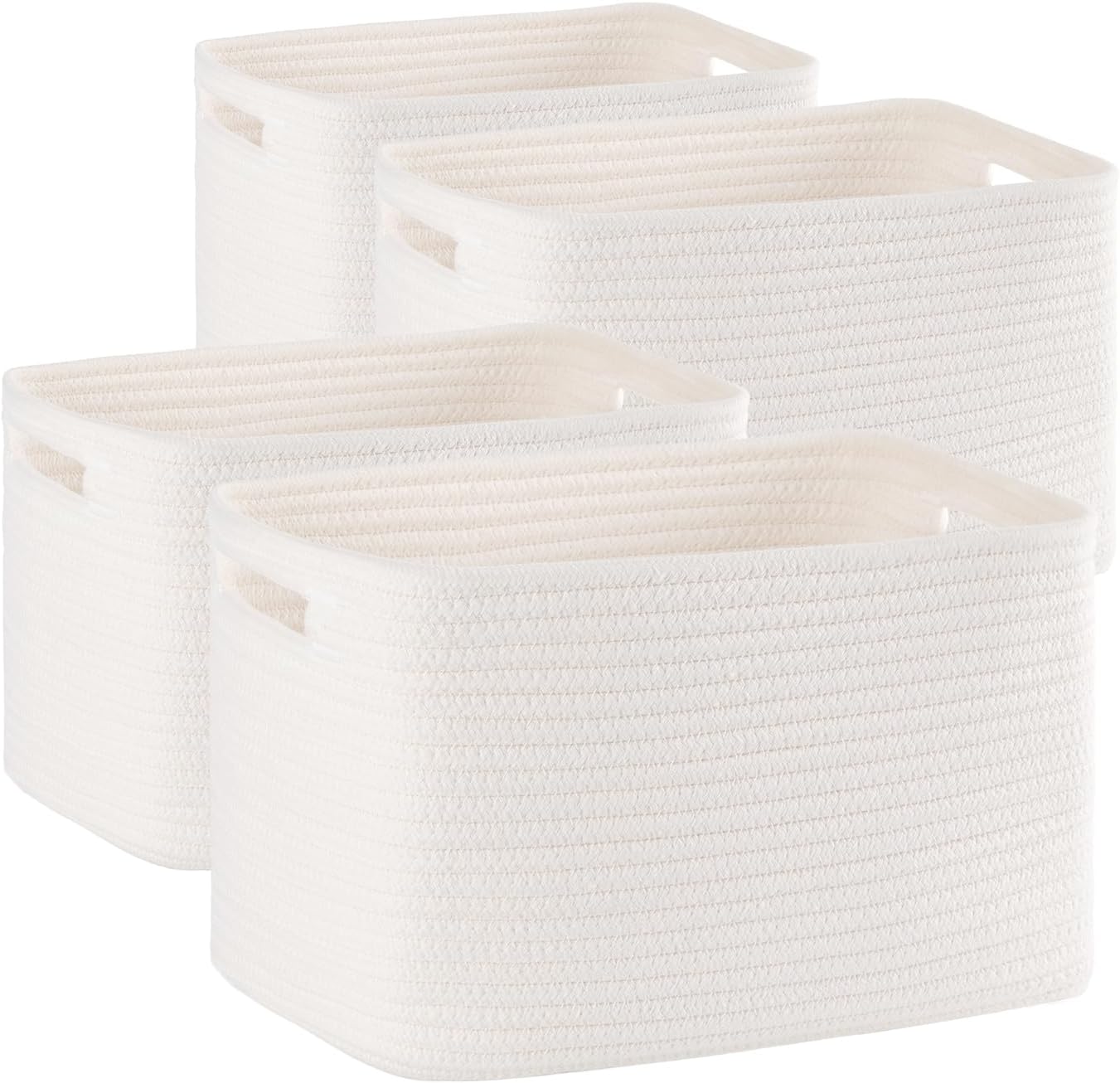 4 Pack Storage Baskets for Organizing, Woven Baskets for Shelves - Perfect for Toys, Books, Towels
