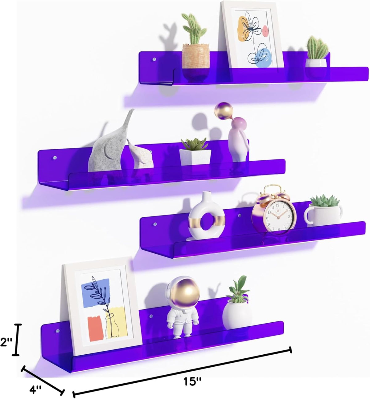 upsimples Acrylic Shelves for Wall Decor, 15" Display Shelf Perfume Organizer for Bathroom