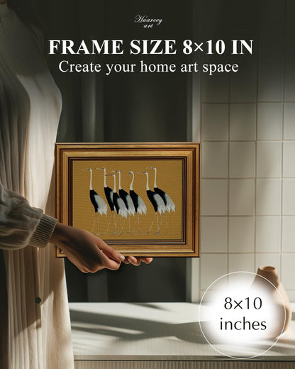 HUARCEY Gold Framed Vintage Wall Art for Living Room, Animals Painting Prints Shelf Decor for