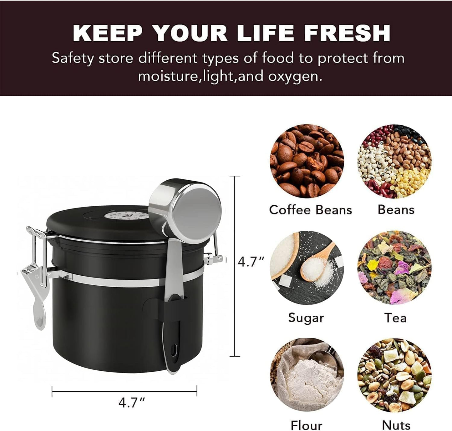 ShanSon Coffee Canister Airtight Coffee Container Stainless Steel Coffee Bean Storage Container