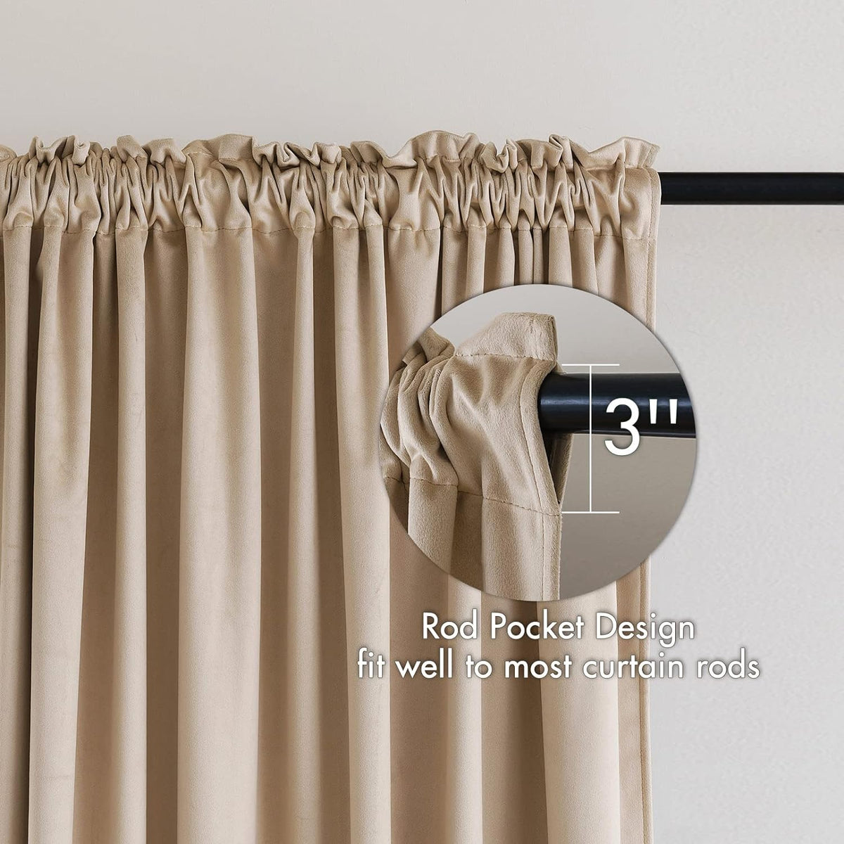 MIULEE Camel Beige Velvet Curtains Thermal Insulated Blackout Curtain Drapes for Bedroom Living