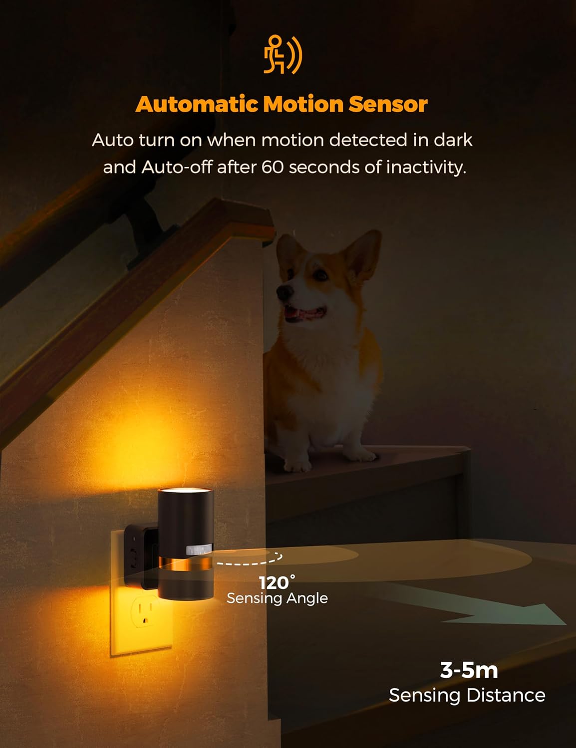 L LOHAS LED Motion Sensor Night Light Plug in, Night Lights Plug into Wall with Adjustable