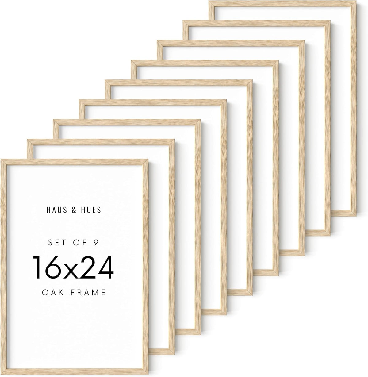 HAUS AND HUES Square Picture Frames 16 x 24 Set of 9 - Photo Gallery Wall Frame Set, Wood 16x24