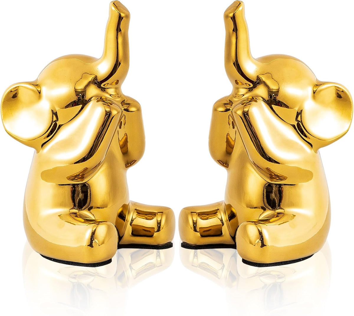 Loving Pair of Small Gold Elephant Statues Gold Home Decor Modern Boho Style Figurine Decorative