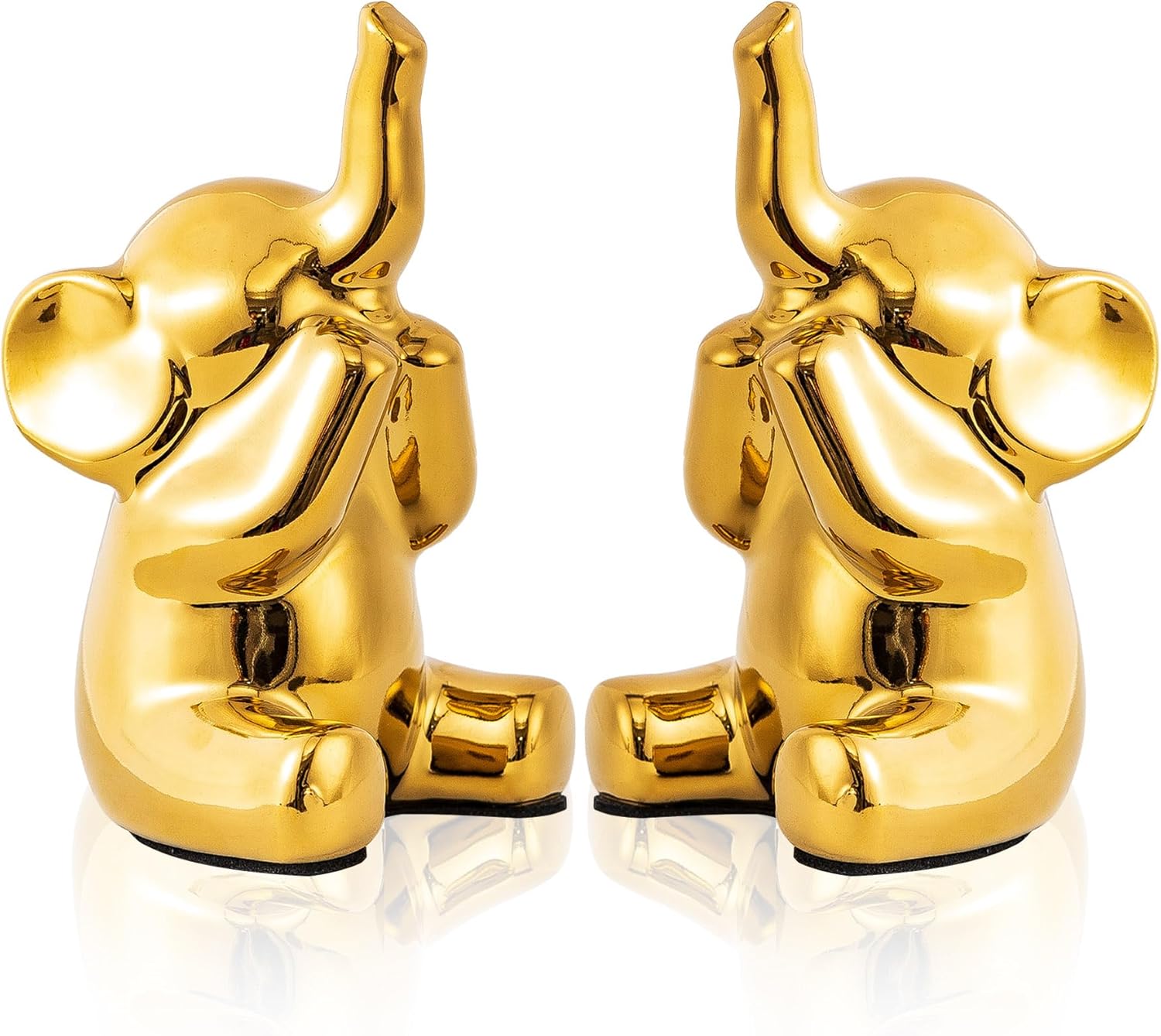 Loving Pair of Small Gold Elephant Statues Gold Home Decor Modern Boho Style Figurine Decorative