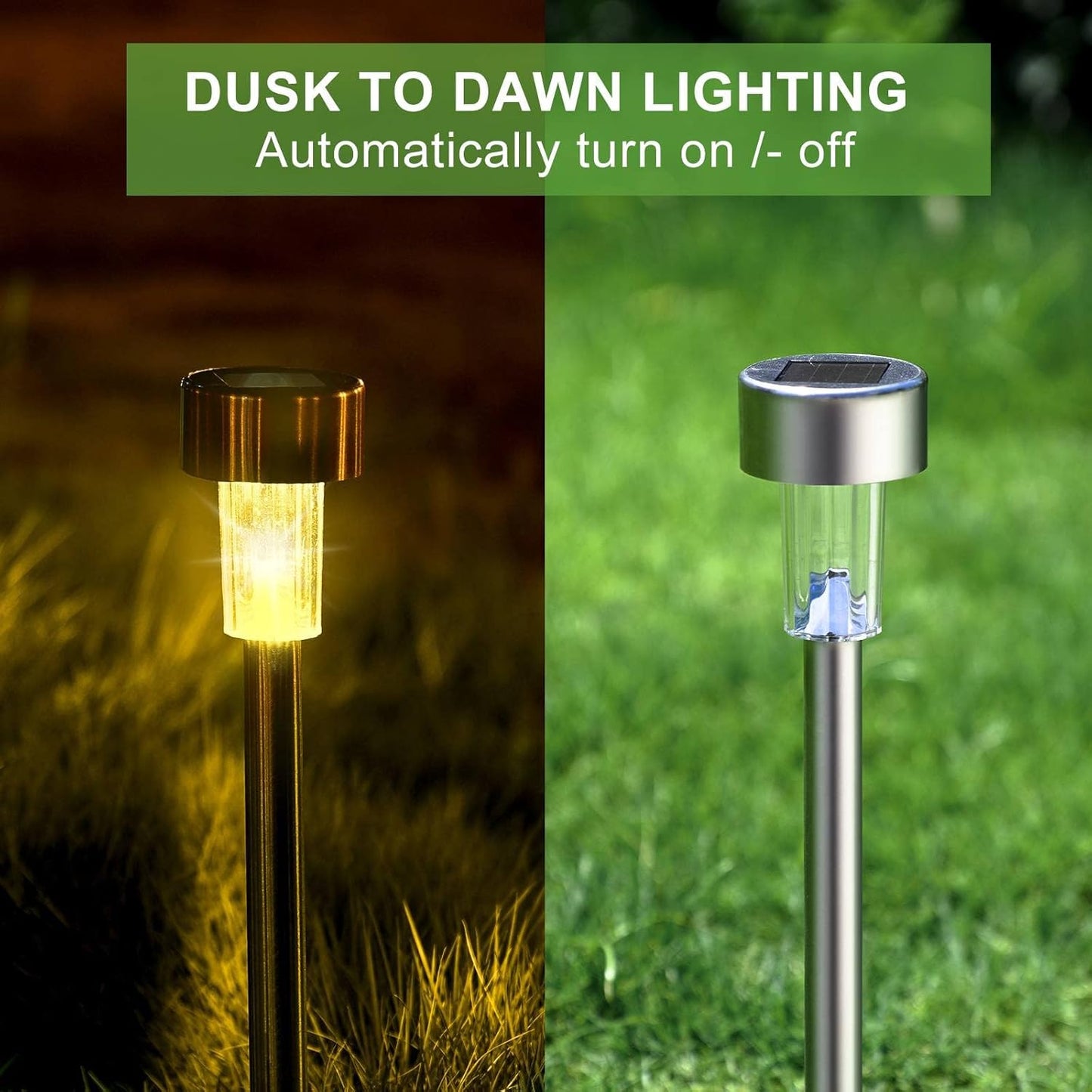 Solar Lights Outdoor Waterproof, Stainless Steel LED Landscape Lighting, Solar Garden Lights Solar
