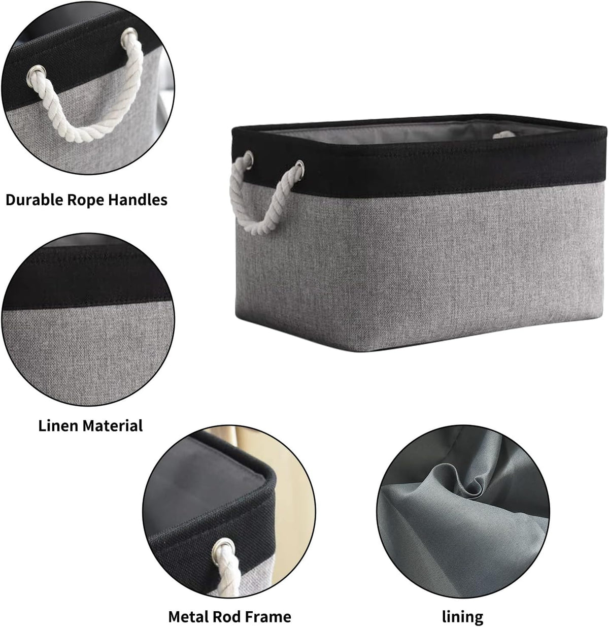 TheWarmHome Collapsible Storage Bin for Shelves - 16x12x8 inch Large 3 Pack Storage Basket for