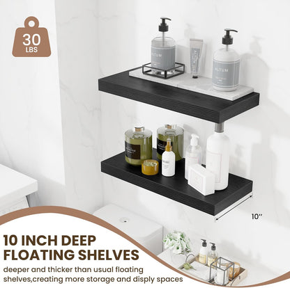 Fun Memories 24 Inch Floating Shelves Wall Mounted, 10 Inch Deep Wall Shelves, 24 x 10 Floating