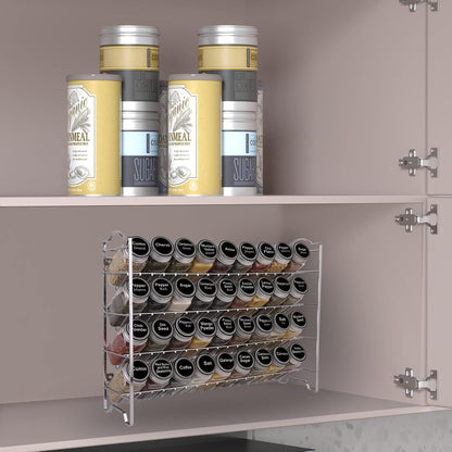 SWOMMOLY Spice Rack Organizer with 36 Empty Square Spice Jars, 396 Spice Labels with Chalk Marker