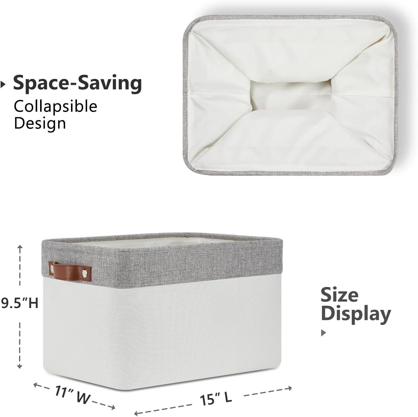 DULLEMELO Storage Baskets for Organizing, Shelves,Bedroom, Decorative Storage Bins with Leather