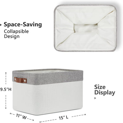 DULLEMELO Storage Baskets for Organizing, Shelves,Bedroom, Decorative Storage Bins with Leather