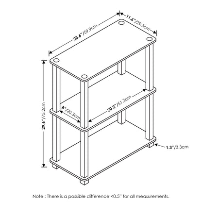Furinno TURN-S-TUBE Storage Shelves, 3-Tier Book Shelf, Corner Shelf, Toolless Open Shelves, for