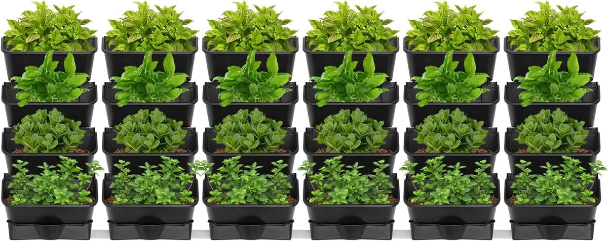 24Pack Vertical Wall Planter, 13 inch Wall Mounted Garden Planters, Stackable Wall Hanging Planter