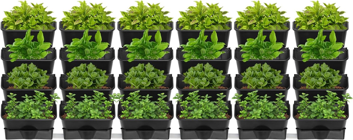 24Pack Vertical Wall Planter, 13 inch Wall Mounted Garden Planters, Stackable Wall Hanging Planter