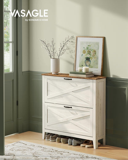 VASAGLE LIRY Collection - Shoe Storage Cabinet Organizer with 2 Flip Drawers, Freestanding Narrow