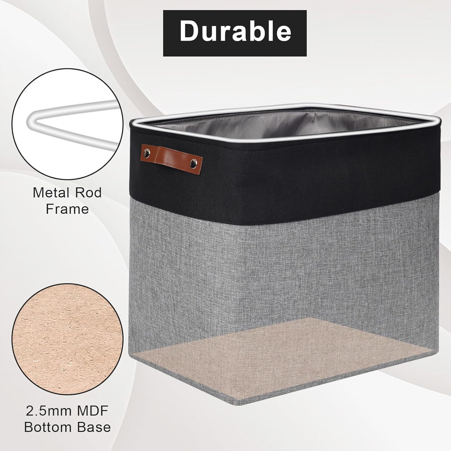 Large Fabric Storage Baskets | 50L Storage Bins, Decorative Linen Closet Baskets with Handles for