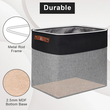 Large Fabric Storage Baskets | 50L Storage Bins, Decorative Linen Closet Baskets with Handles for