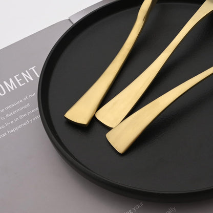 Luxury 18/10 Stainless Steel Matte Champagne gold Flatware Set - Silverware Cutlery Utensil Set