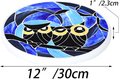 Bieye MSS005 Tiffany Style Stained Glass Mosaic Decorative Stepping Stone for Garden Decor (Owl