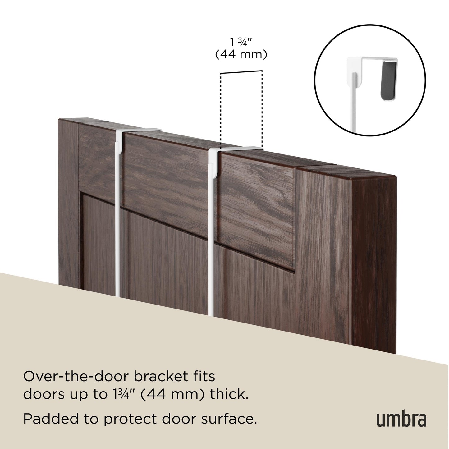 Umbra Estique Coat Rack, Over the Door Wall Hooks, 14 Hook, White/Natural