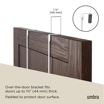 Umbra Estique Coat Rack, Over the Door Wall Hooks, 14 Hook, White/Natural