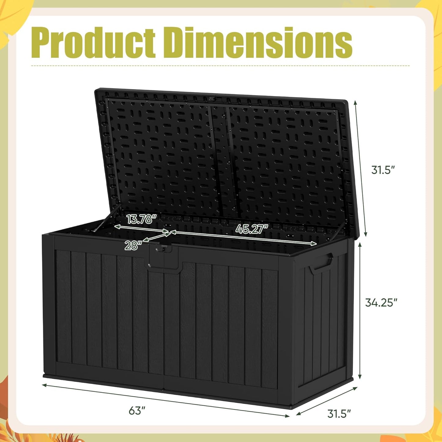 Devoko 240 Gallon Double-Wall Deck Box with Divider, Side Handles, Resin Outdoor Large Storage Box