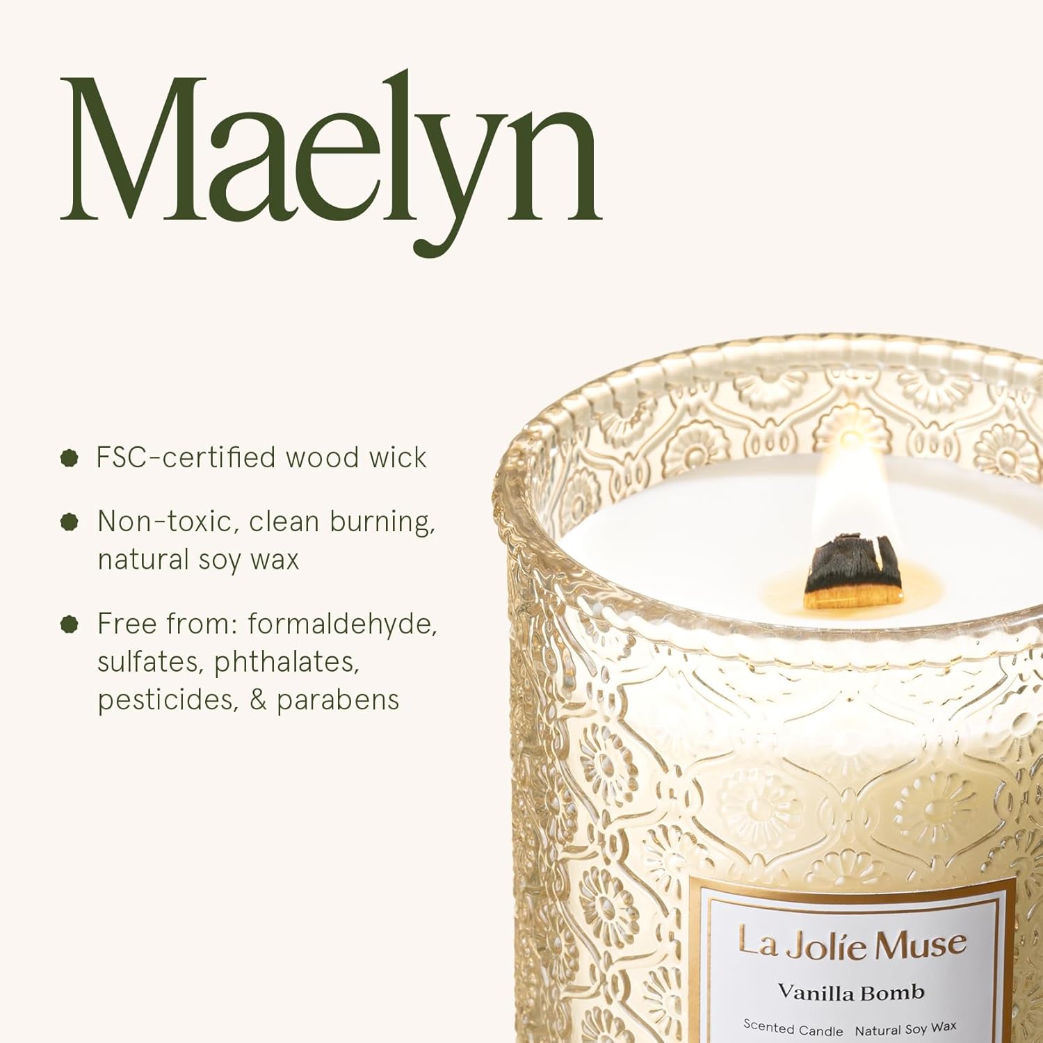 LA JOLIE MUSE Fall Candle | Vanilla Bomb Candle –Vanilla, Lemon Zest & Patchouli |19 oz Large