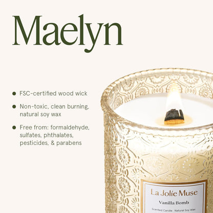 LA JOLIE MUSE Fall Candle | Vanilla Bomb Candle –Vanilla, Lemon Zest & Patchouli |19 oz Large