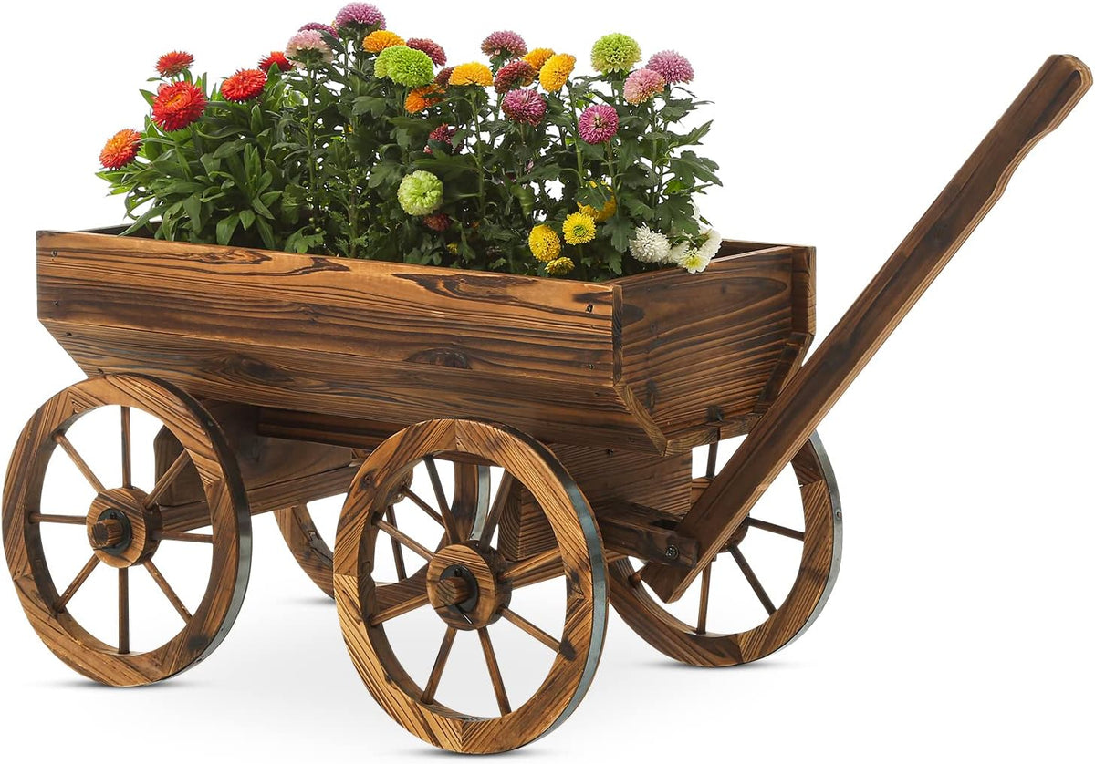 Garden Wooden Decor Rustic Flower Pot,Planters Wagon Indoor Outdoor Backyard Balcony Decor,for