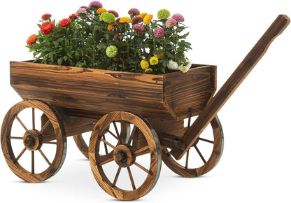 Garden Wooden Decor Rustic Flower Pot,Planters Wagon Indoor Outdoor Backyard Balcony Decor,for