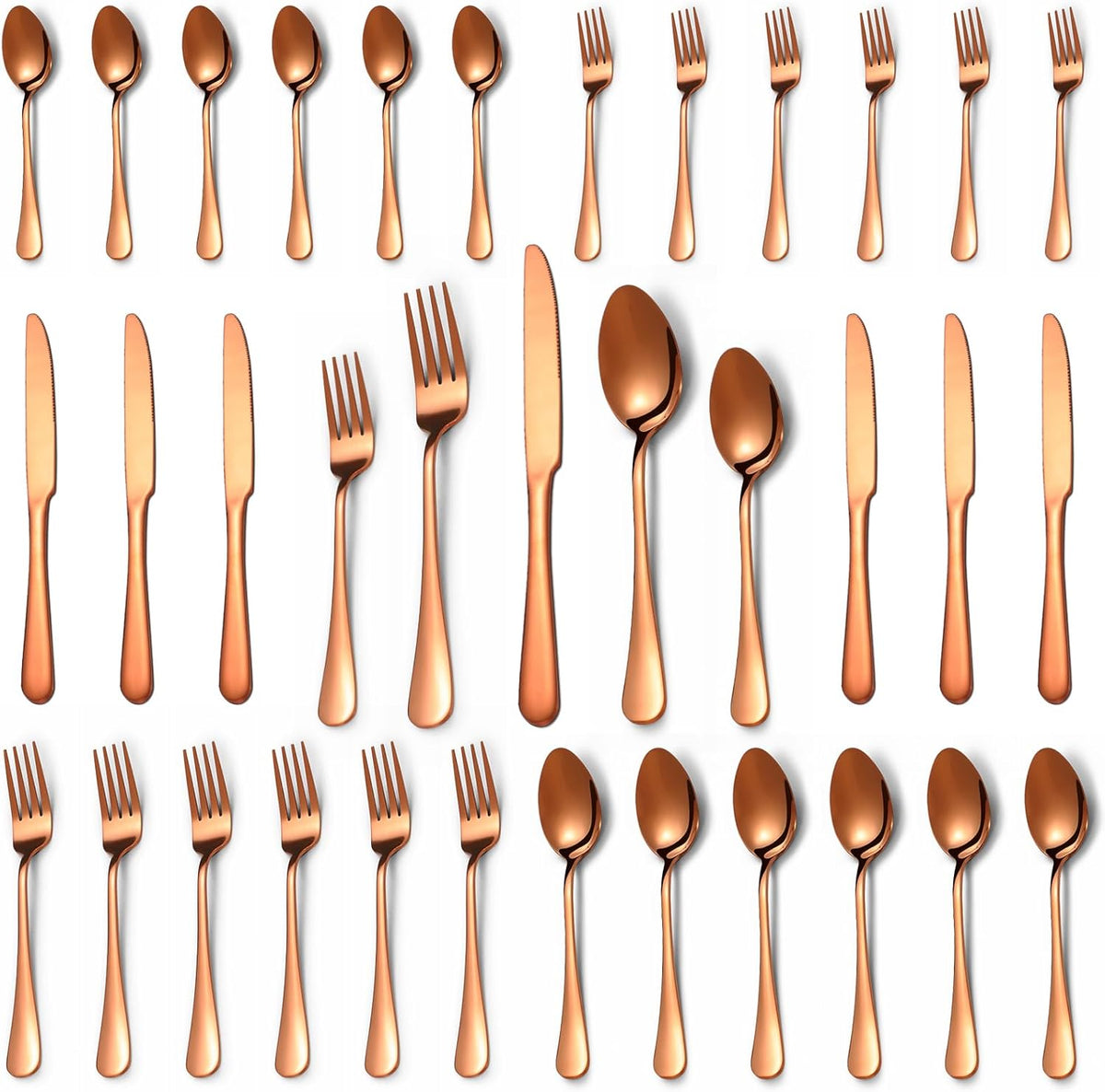 30 Pcs Rose Gold Silverware Set for 6, Food Grade Stainless Steel Flatware Set, Eating Utensils