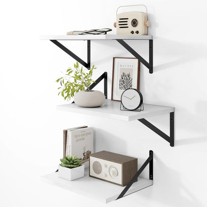 Heimlove Deep Floating Shelves for Wall, 12 Inch Deep Floating Shelves Set of 3, 16W x 12D Wood