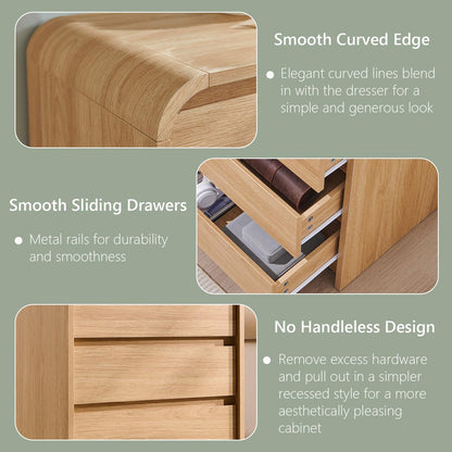 25" Tall Modern Nightstand Set of 2, 23.6" Wide Wood Bedside Table with Charging Station, 3 Storage
