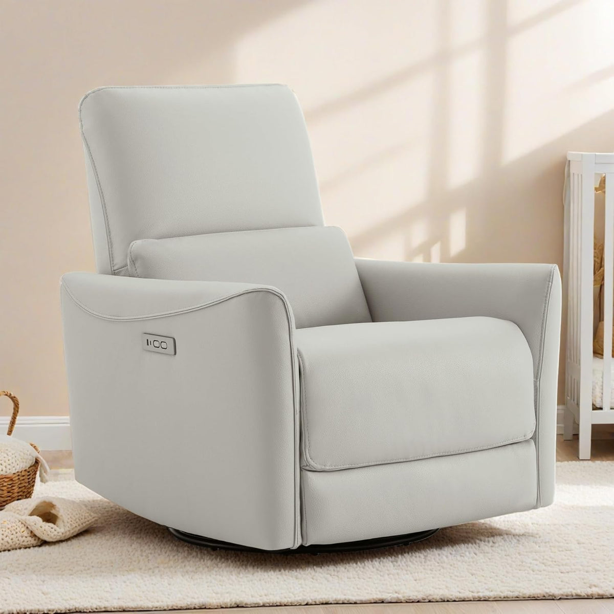 CHITA Power Recliner Chair Swivel Glider, FSC Certified Upholstered Faux Leather Living Room