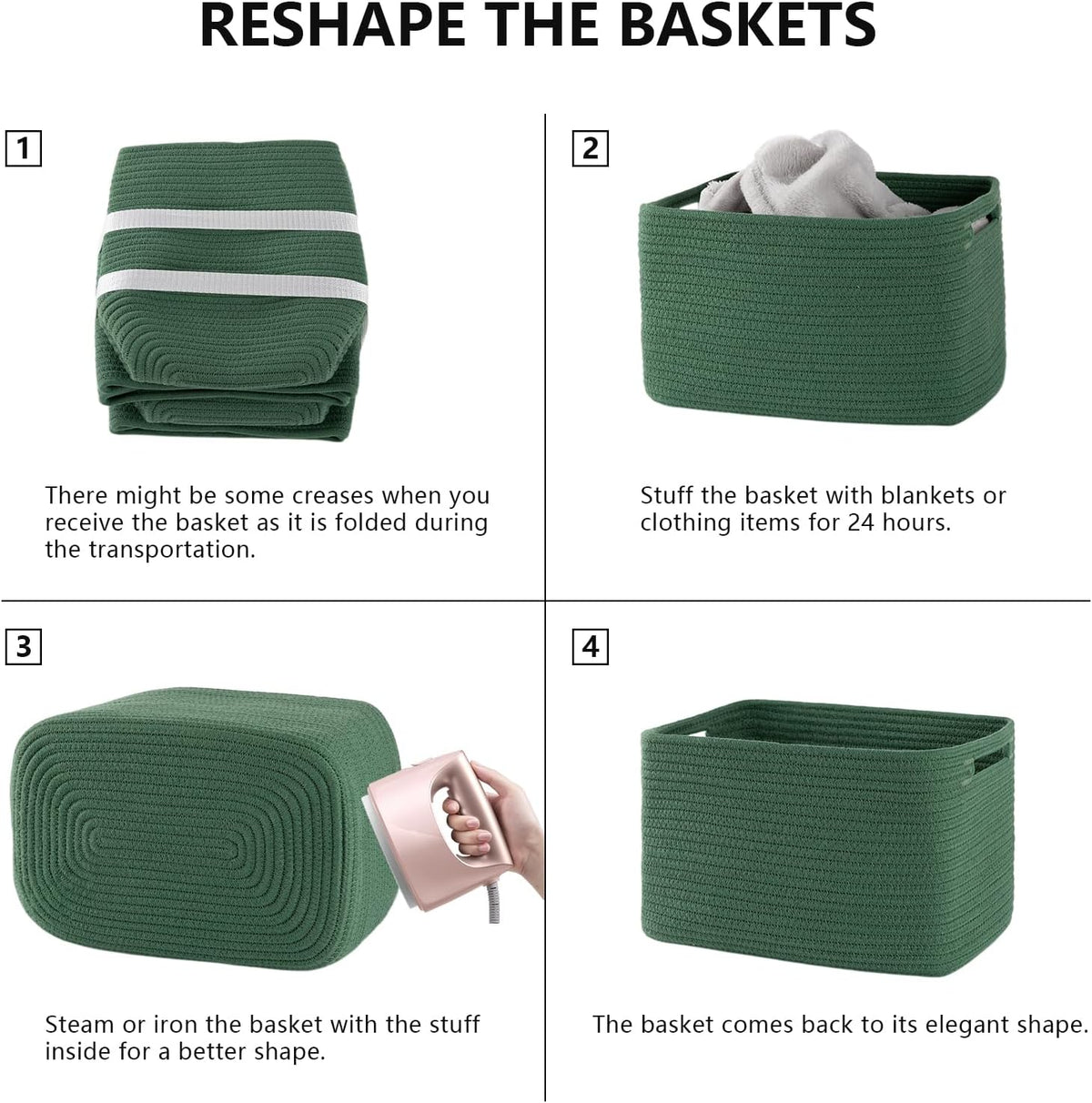 4 Pack Storage Baskets for Organizing, Woven Baskets for Shelves - Perfect for Toys, Books, Towels