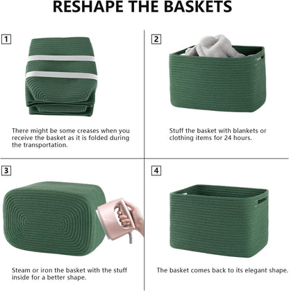 4 Pack Storage Baskets for Organizing, Woven Baskets for Shelves - Perfect for Toys, Books, Towels