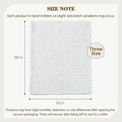 Carriediosa Chunky Knit Throw Blanket 50" X 60", 100% Hand Made Large Chenille Loop Yarn Soft